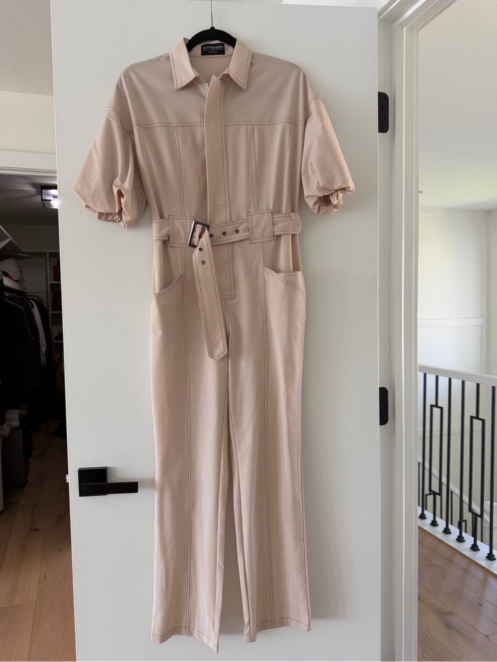Kittenish Blush Utility Belted Jumpsuit